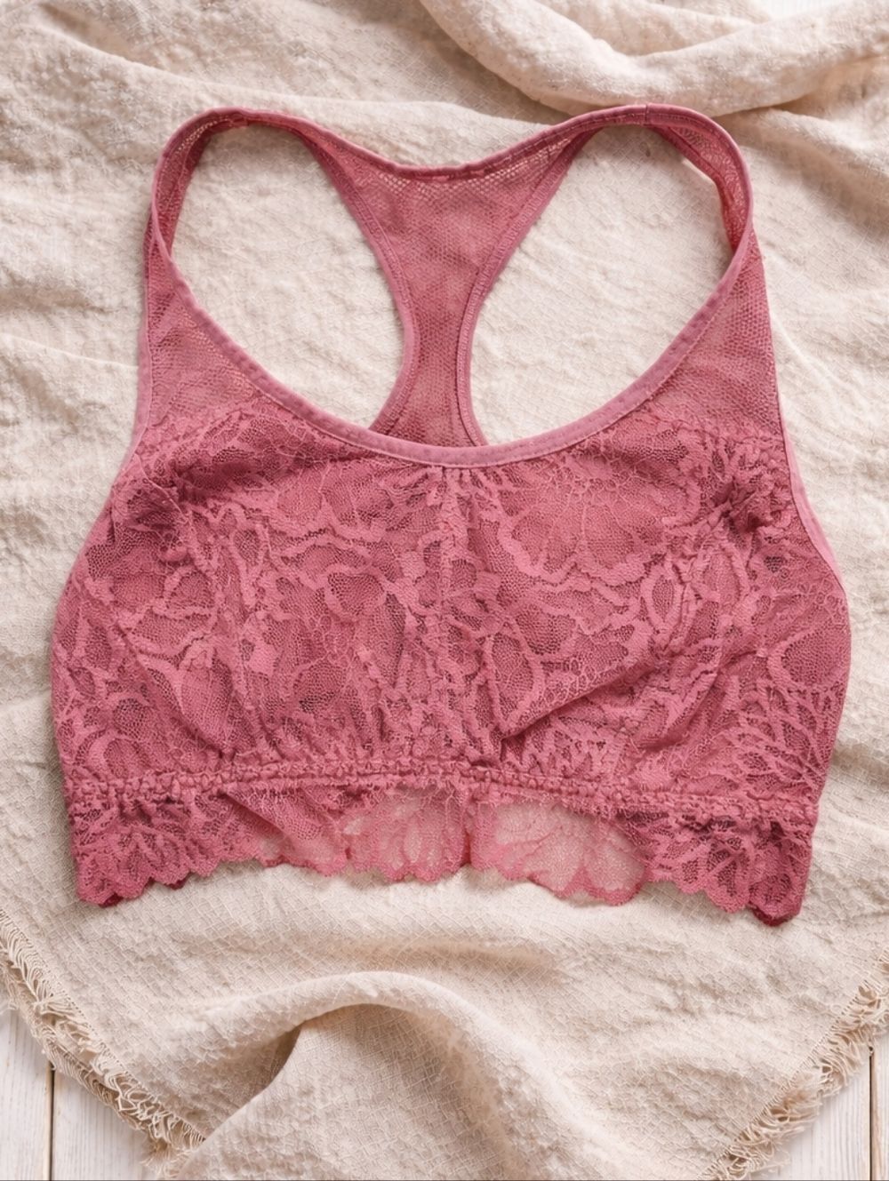 Victoria's Secret PINK Lace Racerback Bralette in Dusty Rose